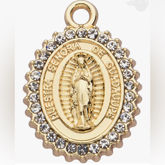 Cubic Zirconia Stud Post Earrings with Gold Plated Pendant and Rhinestones - Picture 3 of 14